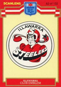 1986 Scanlens #62 Crest - Steelers Front